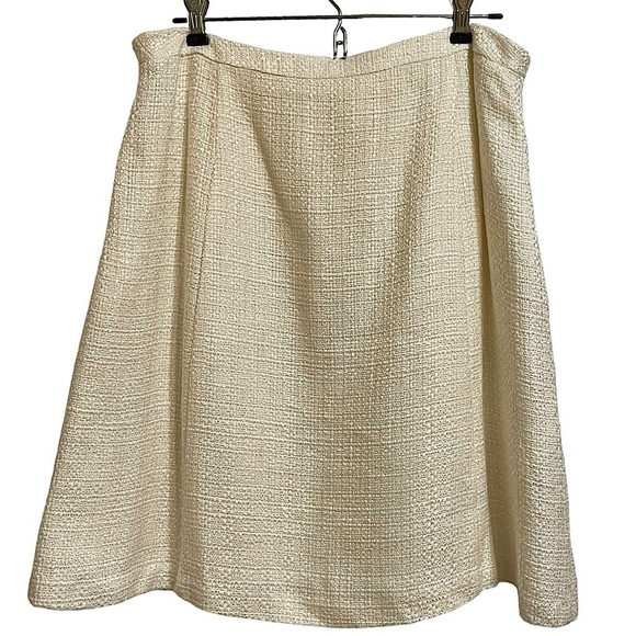 Apt 9 Cream Boucle Jacket Sz 14 and A-Line Skirt Sz 12 with Black Eyelash Trim - Picture 10 of 16